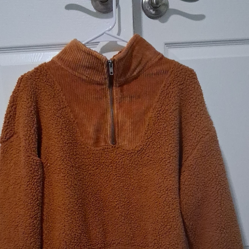 Cozy Brown Sherpa Half-Zip Pullover